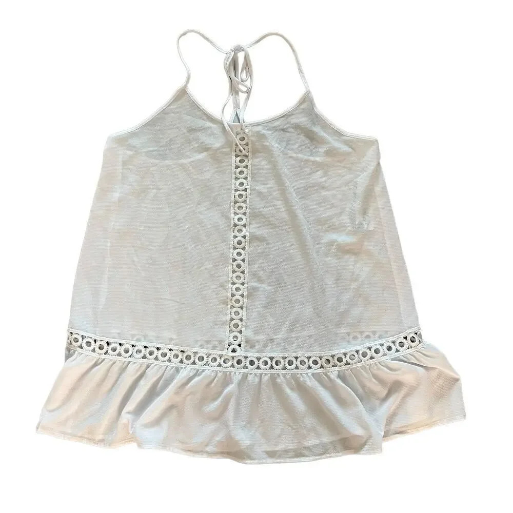 NWT Freshwater Women's XL White Eyelet-Trim Halter Swim‎ Cover Up Dress